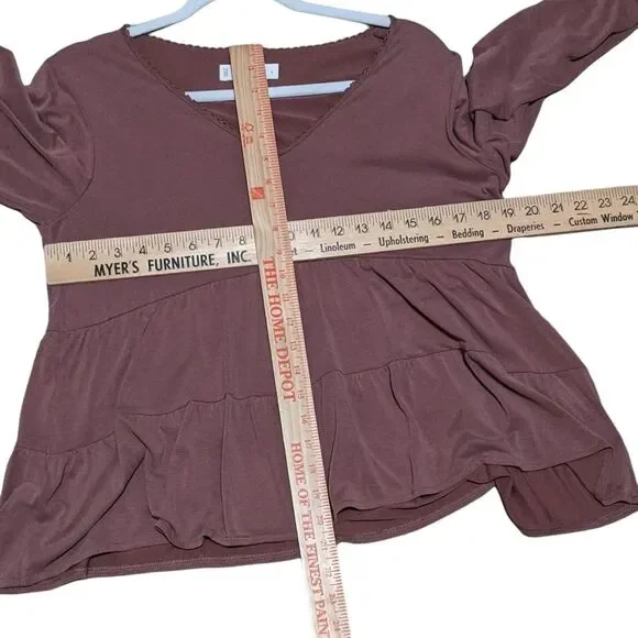 NWT Lucky Brand Sandwash Tiered Tunic v-neck long sleeve 7W66463 size Small - Picture 3 of 11